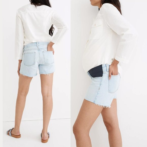 MADEWELL Relaxed Fit Denim Maternity Side Panel SHORTS Size 24 Blue Essen NEW - Picture 2 of 10